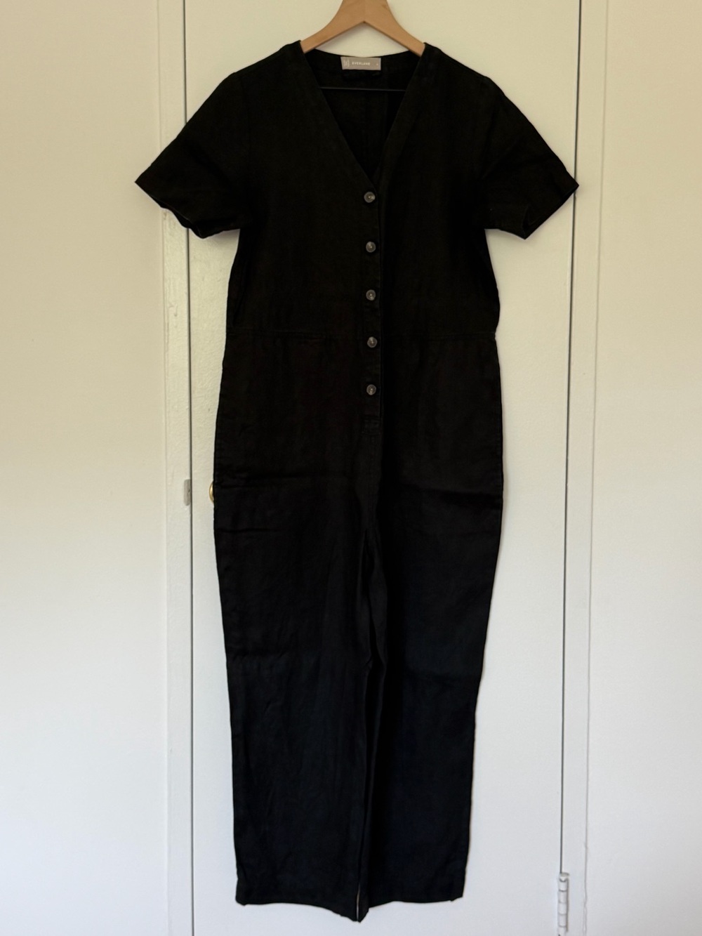 Everlane Black Linen Jumpsuit 6
